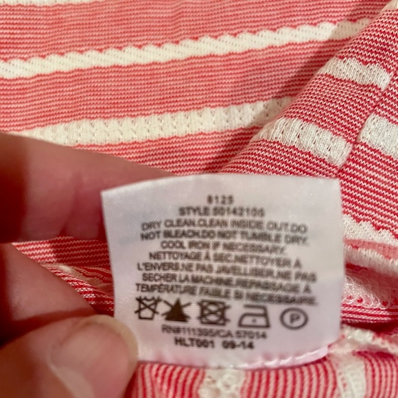 HP! Tory Burch Soft Ruffle Trim Striped Polo size Large - Picture 11 of 11